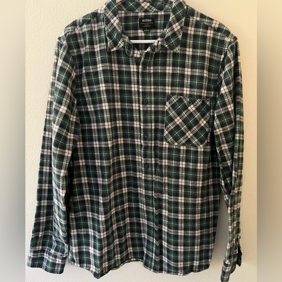 Etnies Skateboarding Brand Blue Green Long Sleeve Plaid Flannel Shirt XL - Picture 1 of 4
